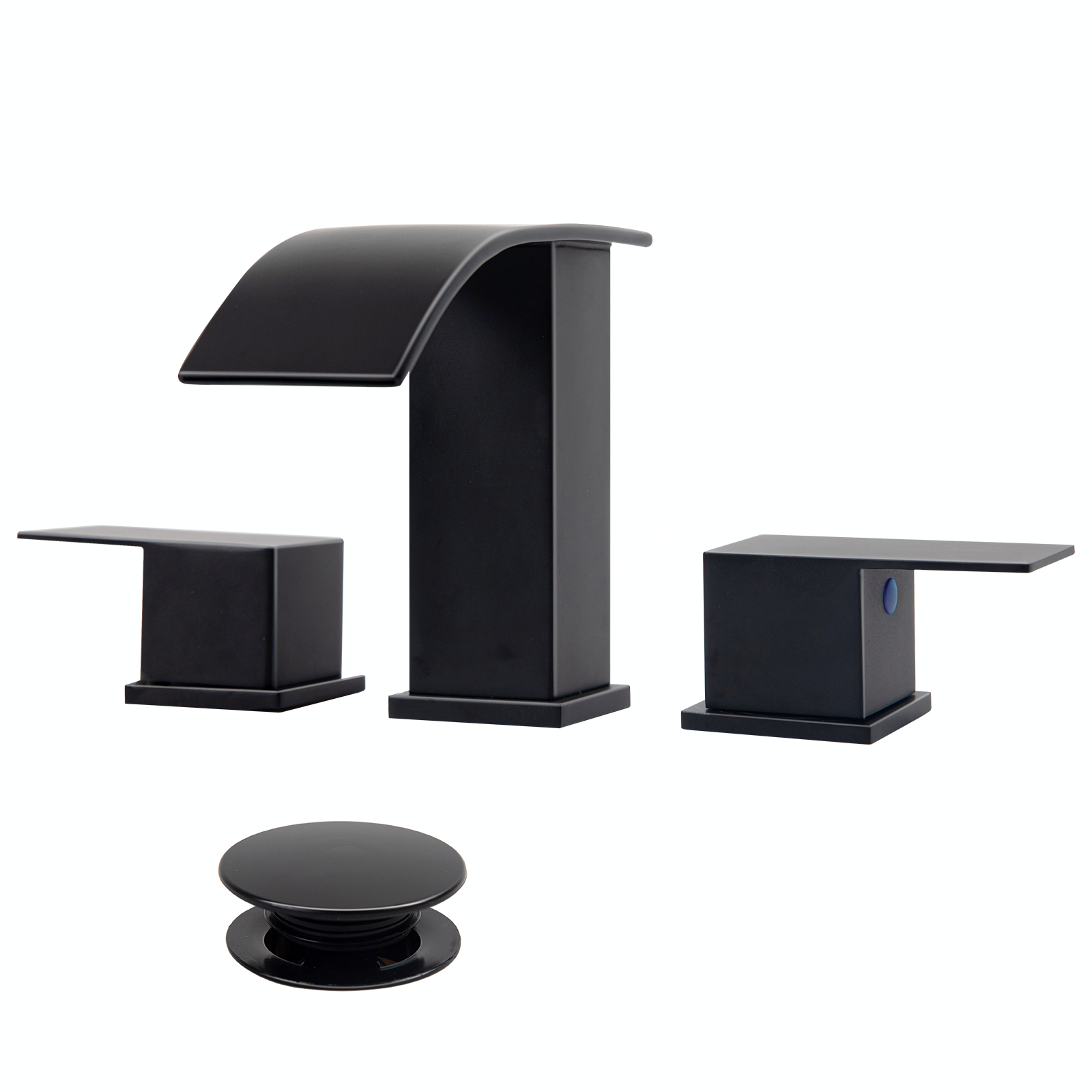 Besdor Waterfall Bathroom Faucet 3 Hole, 304 Stainless Steel Matte Black